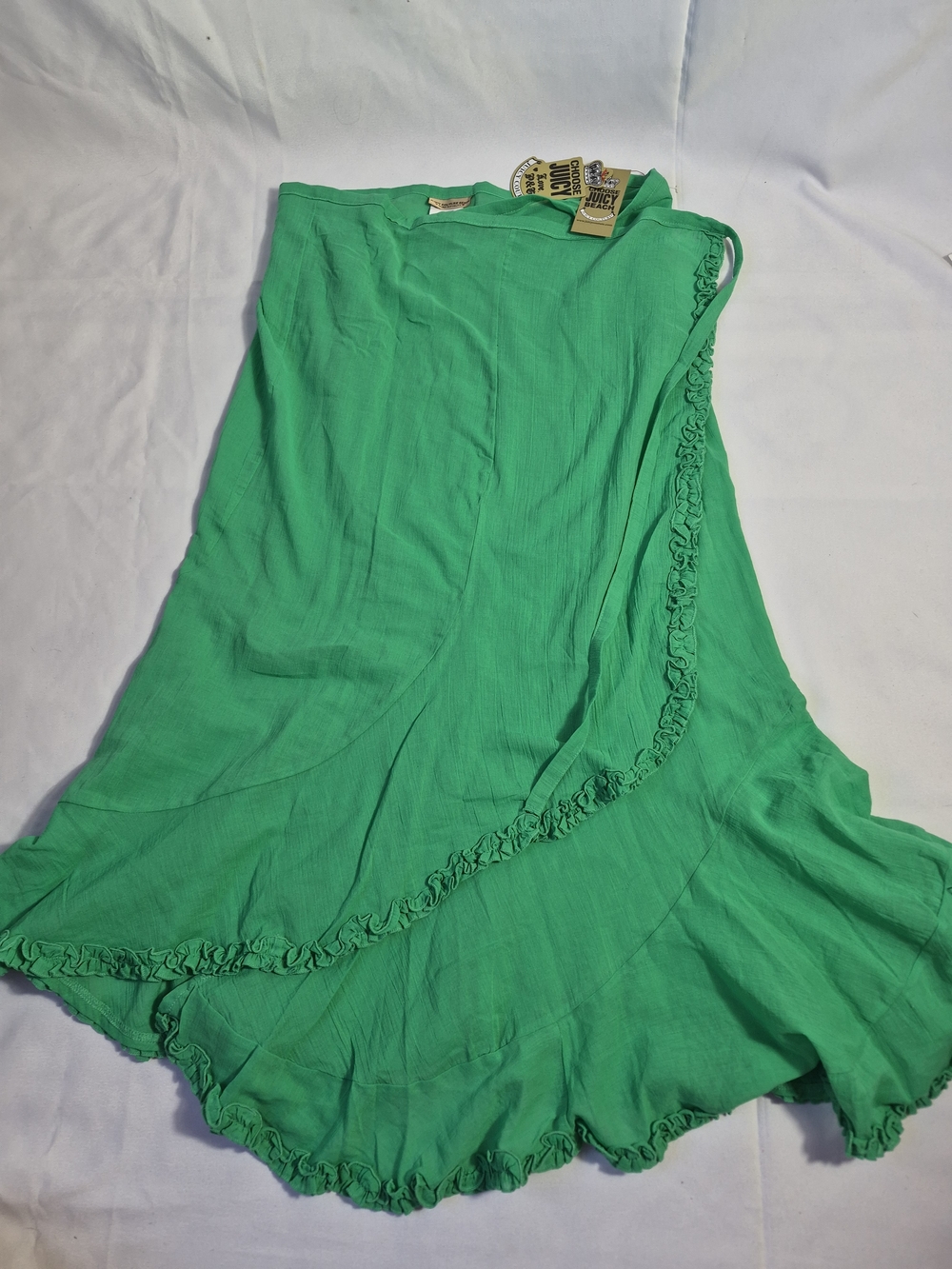 NWT Juicy Couture wrap around GREEN RUFFLED SUMMER PAREO SKIRT PREPPY M